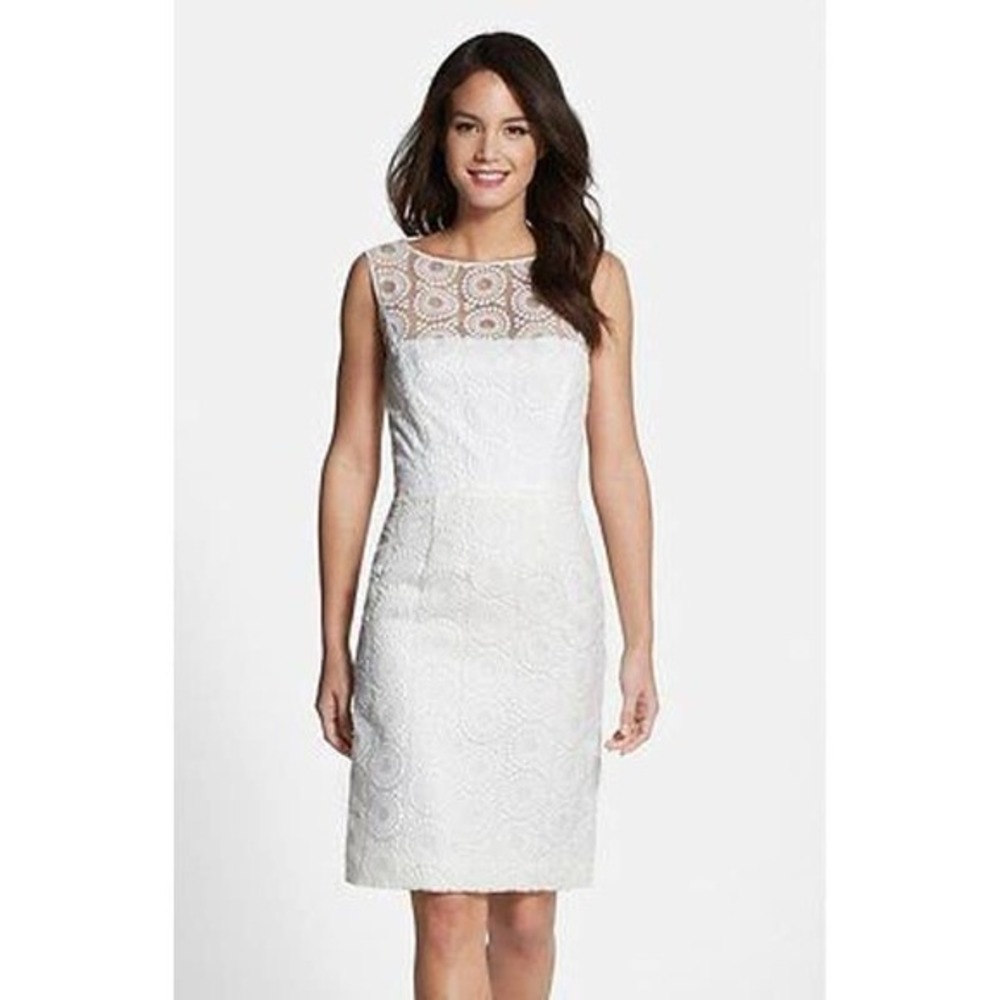 Maggy‎ London Embroidered Illusion Yoke Sheath Dress
